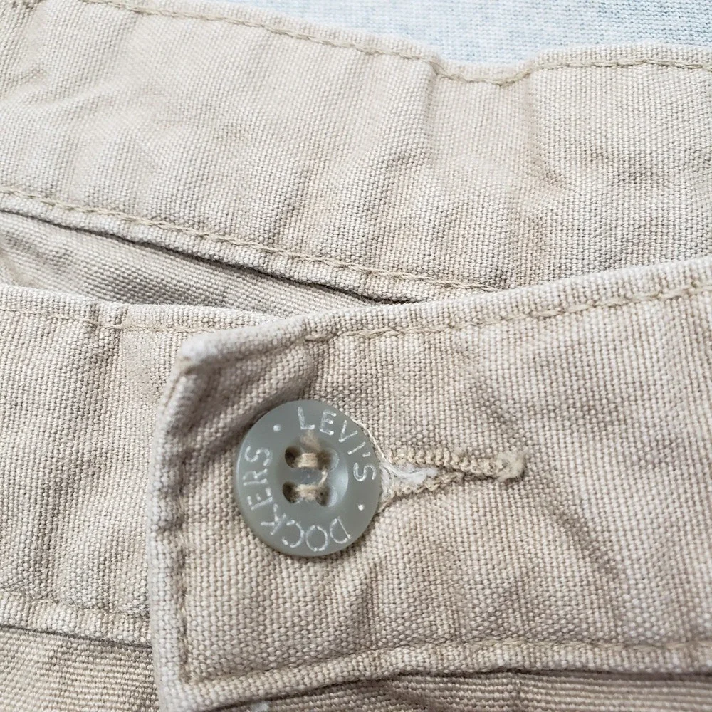 Vintage Levi's Dockers Pants 36x30‎ Tan Straight Leg Elastic Waist Pockets